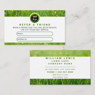 Lawn Care Business Logo Landscaping Referral Card