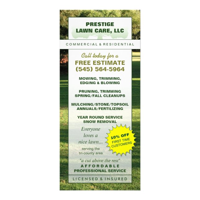 Lawn Care Custom Rack Card (Front)