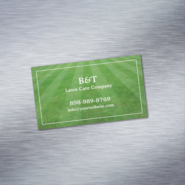 Lawn Care Field Grass Magnetic Business Card (In Situ)