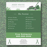 Lawn Care & Gardener Flyer<br><div class="desc">A Flyer in green colours with an illustration including grass and a lawn mower. It can be suitable for Lawn Care & professional Gardener or people working in the landscaping field: landscaper,  mowing and maintaining the lawn,  maintaining green spaces,  etc.</div>