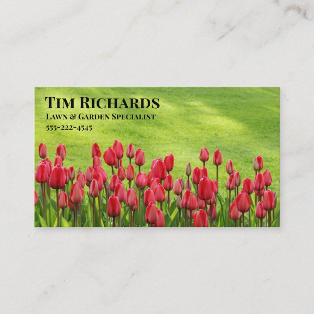 Lawn Care Gardener Landscape Designer Business Card (Front)