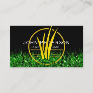Lawn Care Gardening Landscape Grass Logo Gold Business Card
