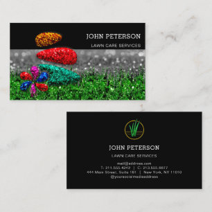 Lawn Care Gardening Landscape Services Logo Black Business Card