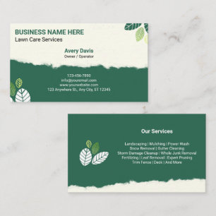 Lawn Care Gardening Services Landscaping Mowing Business Card