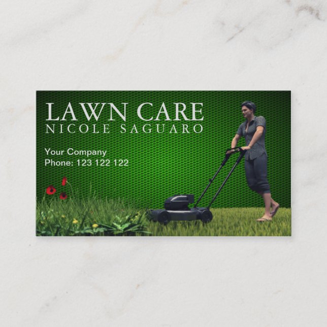 Lawn Care Grass Cutting Business Card (Front)