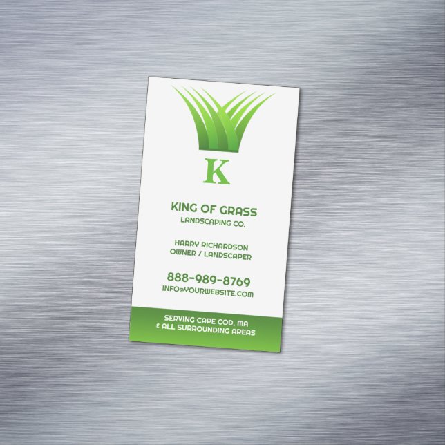 Lawn Care Grass Logo Magnetic Business Card (In Situ)