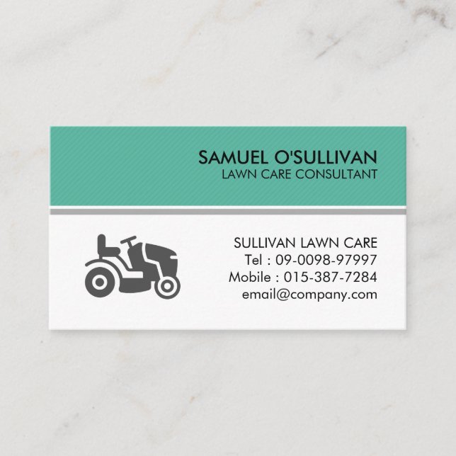 Lawn Care Grass Mowing Gardener Business Card (Front)