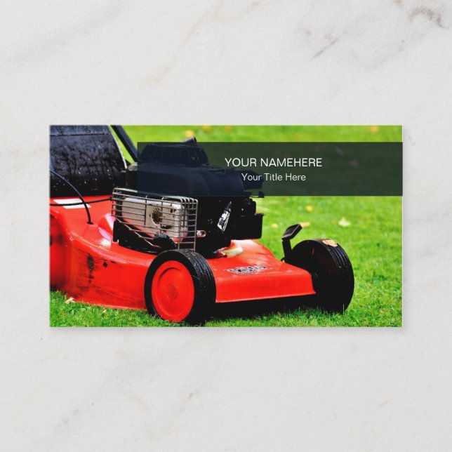 Lawn Care Grass Mowing Gardener Landscape Business Card (Front)
