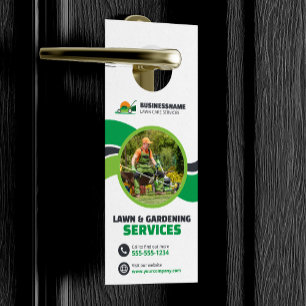 Lawn Care Grass Mowing Mulching Yard Landscaping Door Hanger