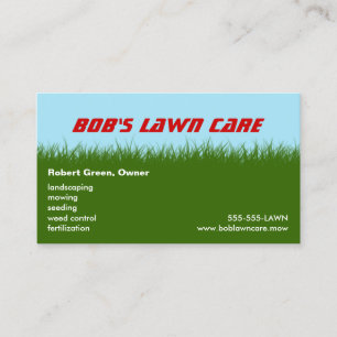 Lawn Care - Green Grass - Landscaping Mowing Business Card