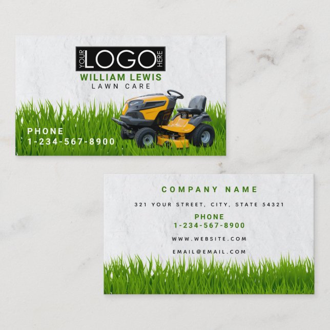 Lawn Care Landscape Grass Mowing Business Logo Business Card (Front/Back)