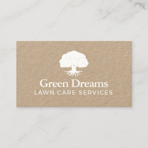 Lawn Care Landscaper Rooted Tree Kraft Business Card