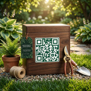Lawn Care & Landscaping Business, QR Code  Square Sticker