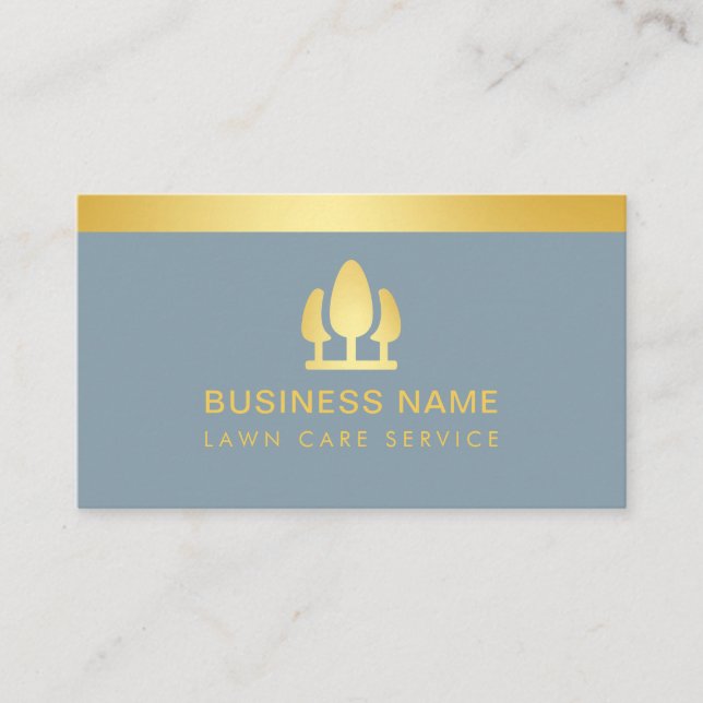 Lawn Care Landscaping Dusty Blue  Business Card (Front)