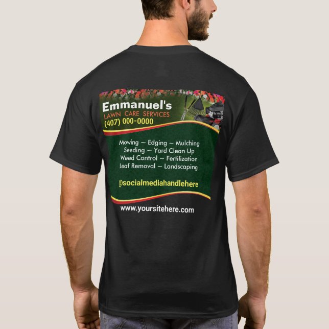 Lawn Care Landscaping Grass Cutting T-Shirt (Back)