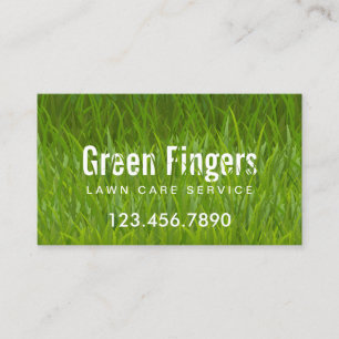 Lawn Care & Landscaping Green Grass Bold Text Business Card