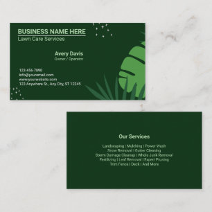 Lawn Care Landscaping Illustrative Nature Leaf Business Card