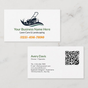 Lawn Care Landscaping Logo QR Code Garden Services Business Card