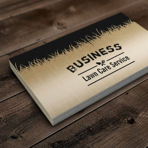 Lawn Care & Landscaping Modern Black & Gold Business Card