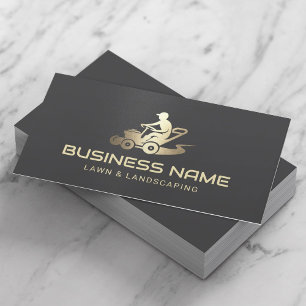 Lawn Care & Landscaping Modern Gold Mower Logo Business Card