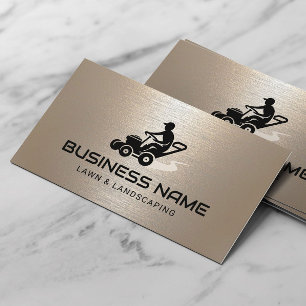 Lawn Care & Landscaping Mower Logo Shimmer Gold Business Card