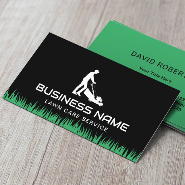 Lawn Care & Landscaping Mower Minimalist Black Business Card (Creator Uploaded)
