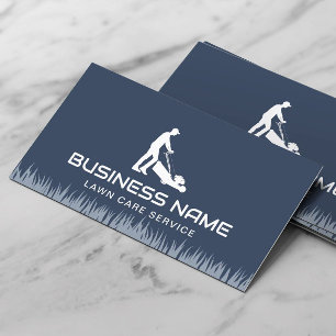 Lawn Care & Landscaping Mower Minimalist Navy Blue Business Card