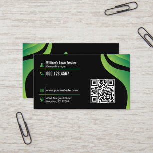 Lawn Care Landscaping Mowing Black & Green Business Card