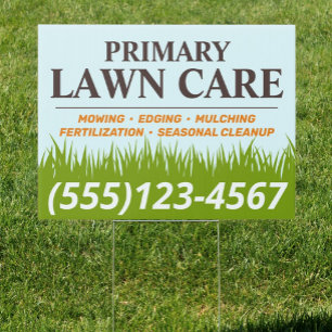 Lawn Care Landscaping Mowing  Business Card Garden Sign