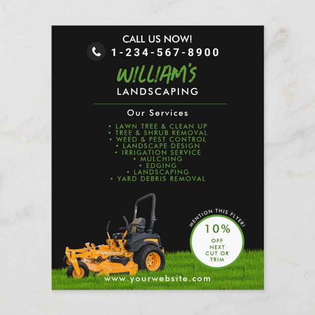 Lawn Care Landscaping Mowing Cutting Business Flyer (Front)