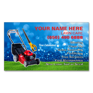 Lawn Care Landscaping Mowing Grass Template Magnetic Business Card