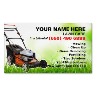 Lawn Care Landscaping Mowing Grass Tree Service Magnetic Business Card