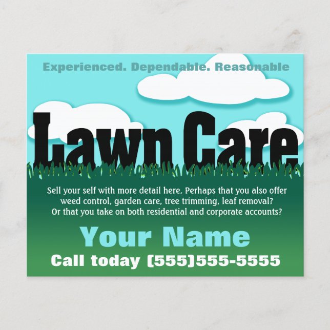 Lawn Care. Landscaping. Mowing. Marketing flyer (Front)