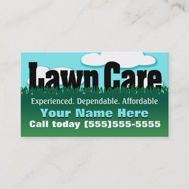 Lawn Care. Landscaping. Mowing. Promotional Business Card (Front)