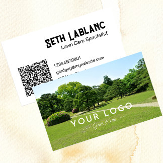 Lawn Care & Landscaping Photo QR Code Business Card