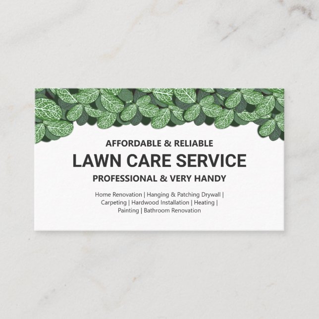 Lawn Care & Landscaping Professional Foliage Print Business Card (Front)