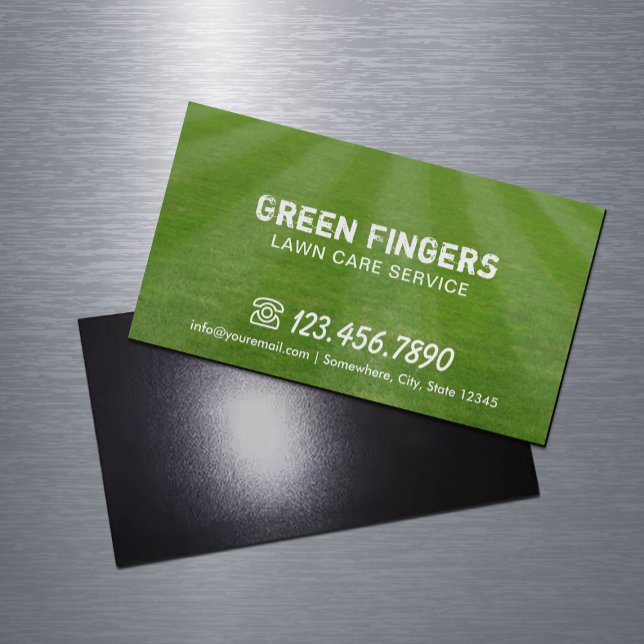 Lawn Care & Landscaping Professional Green Field Magnetic Business Card (Creator Uploaded)