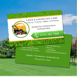 Lawn Care Landscaping Professional Mowing Business Card