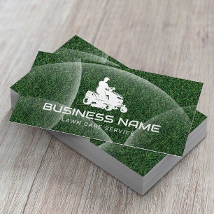 Lawn Care & Landscaping Riding Mower Green Grass Business Card