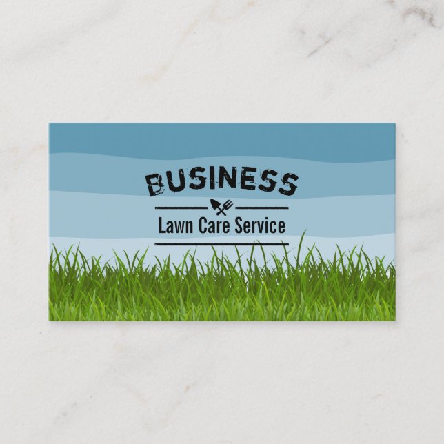 Lawn Care & Landscaping Service Blue Shades Business Card (Front)
