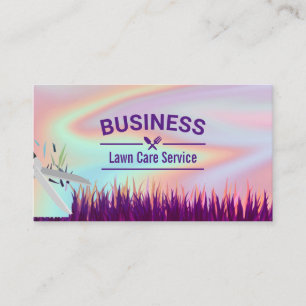 Lawn Care & Landscaping Service Holographic Business Card