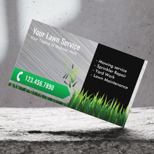 Lawn Care & Landscaping Service Metal Business Card (Creator Uploaded)
