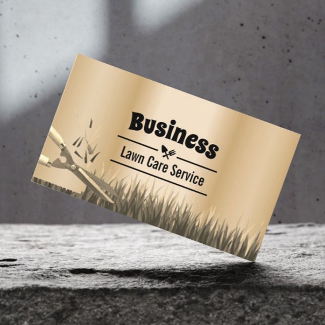 Lawn Care & Landscaping Service Modern Gold Business Card (Creator Uploaded)