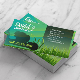 Lawn Care & Landscaping Service Modern Green Business Card