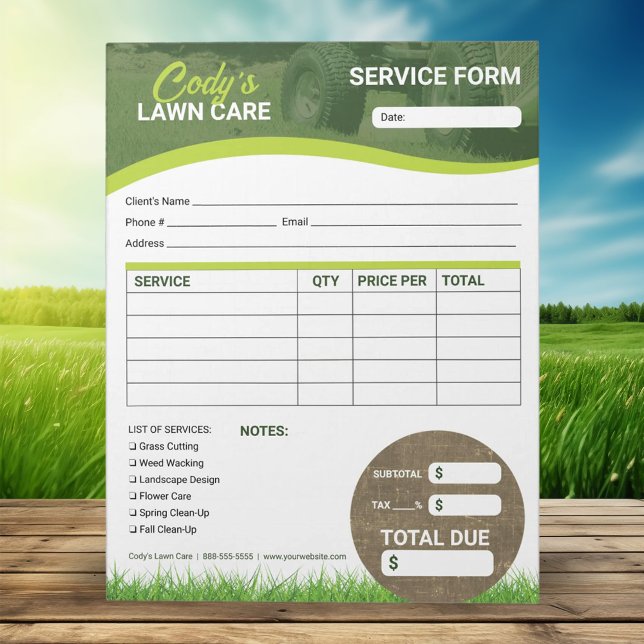 Lawn Care Landscaping Service Order Invoice Form Notepad (Creator Uploaded)