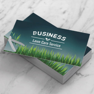 Lawn Care & Landscaping Service Teal Ombre Business Card