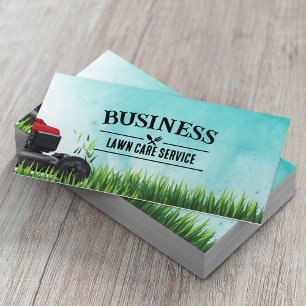 Lawn Care & Landscaping Service Watercolor Business Card