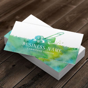 Lawn Care & Landscaping Service Watercolor Business Card