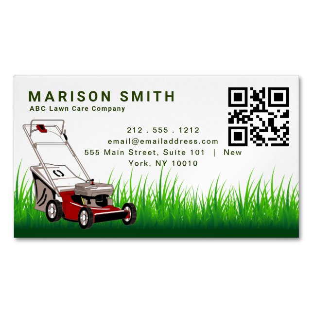 Lawn Care Landscaping Services Green Grass Style  Magnetic Business Card (Front)