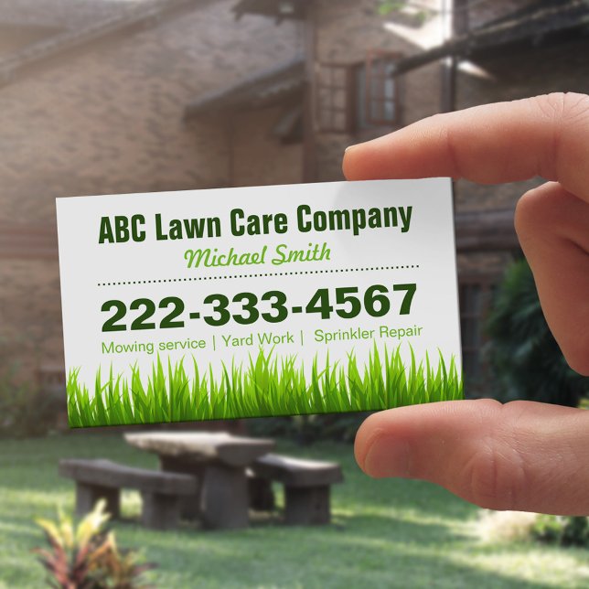 Lawn Care Landscaping Services Green Grass Style Magnetic Business Card (Creator Uploaded)